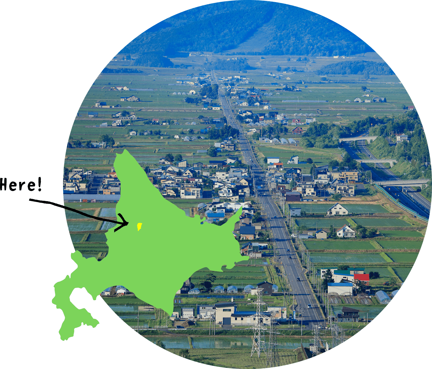 北海道のほぼ真ん中にある鷹栖町 イメージ図