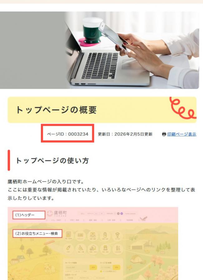 ページIDの掲載場所の画像